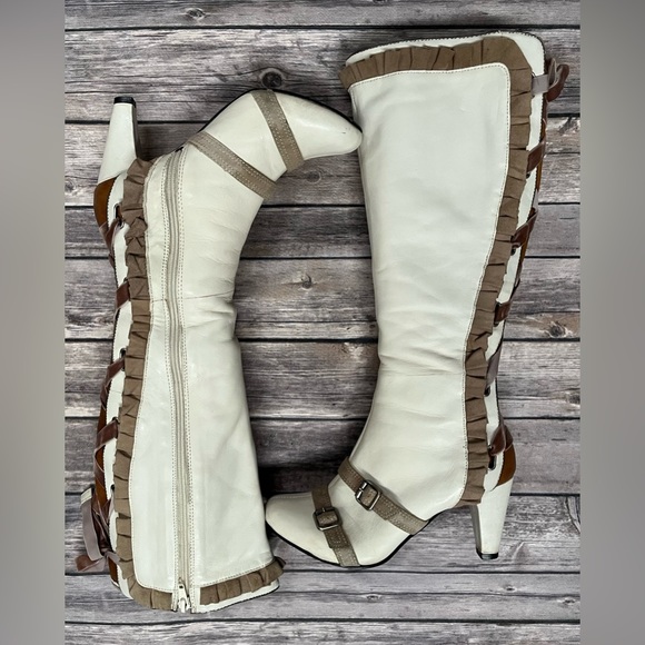 Betty Blu Halter lace up round tie tall boots - Picture 2 of 5